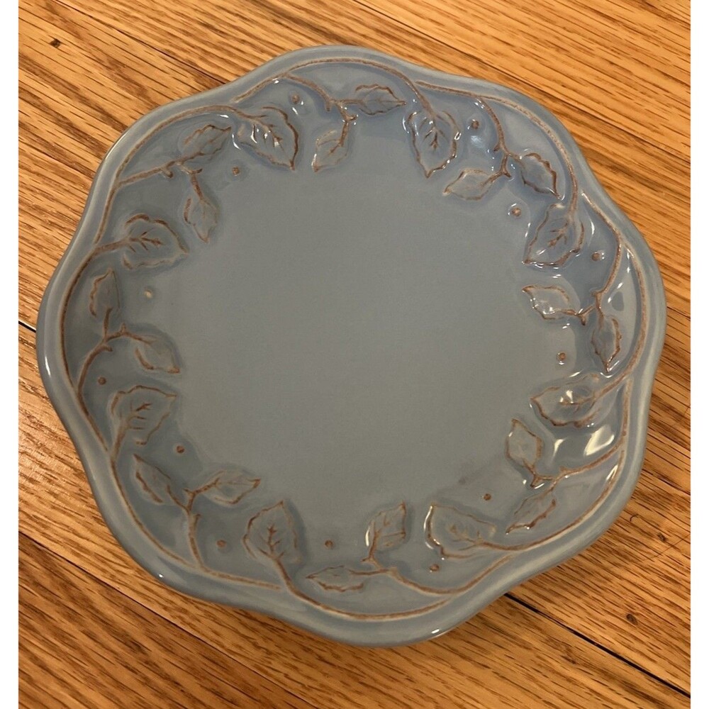 Longaberger Pillar Candle Stand Dish Woven Pale Vine Blue Mist Vintage